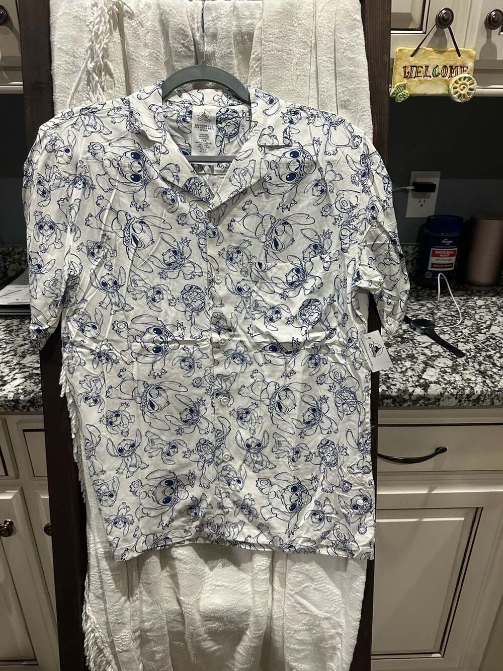Disney Parks Stitch Sketch All-Over Print Short Sleeve Button-Up Shirt
